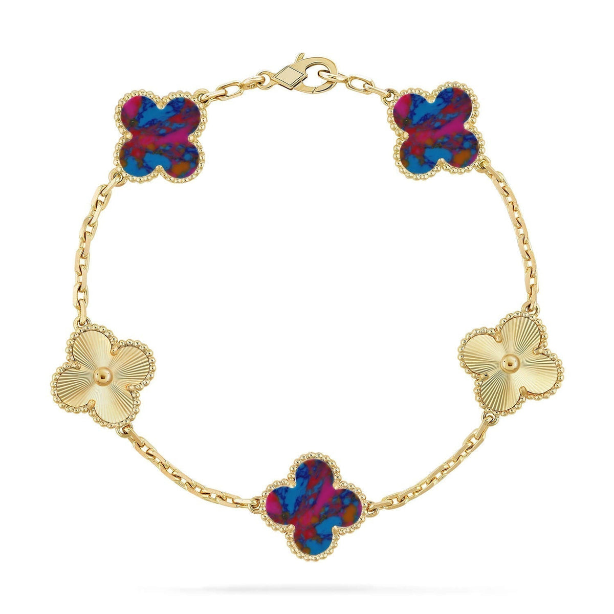 [⭐Haelin Jewelry]CLOVER 5 MOTIF COLOR GEMSTONES BRACELET COLLECTION