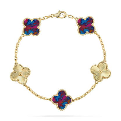 [⭐Haelin Jewelry]CLOVER 5 MOTIF COLOR GEMSTONES BRACELET COLLECTION