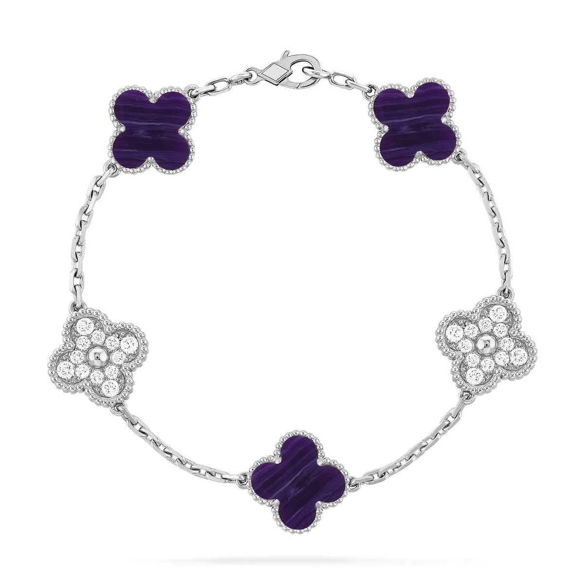 [⭐Haelin Jewelry]CLOVER 5 MOTIF PURPLE STRIPES BRACELET COLLECTION