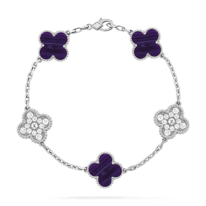 [⭐Haelin Jewelry]CLOVER 5 MOTIF PURPLE STRIPES BRACELET COLLECTION