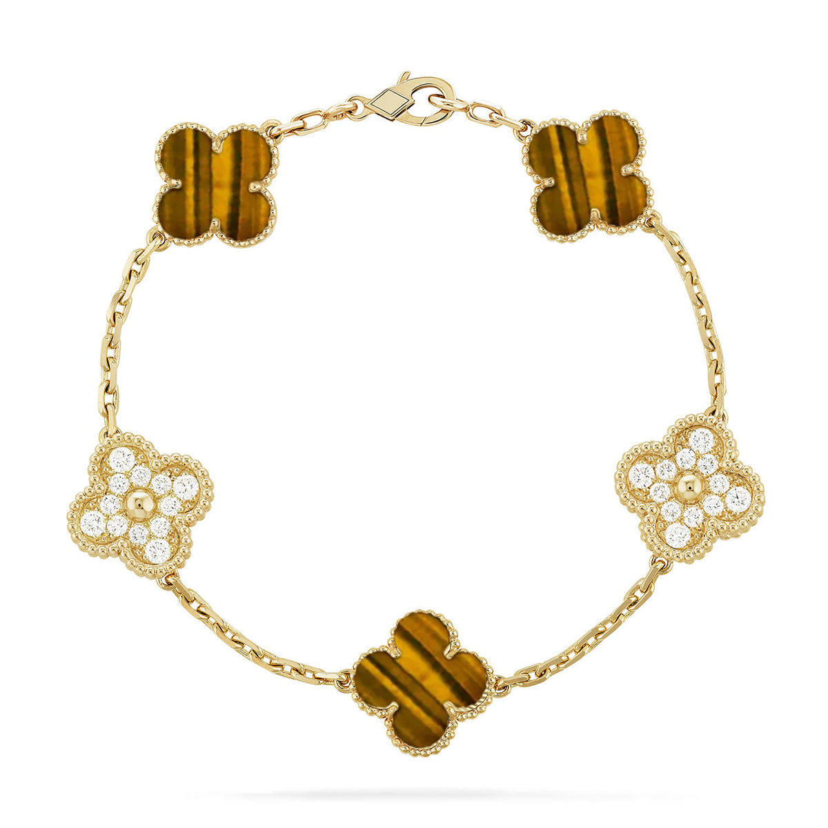 [⭐Haelin Jewelry] CLOVER 5 MOTIFS TIGER EYE BRACELET COLLECTION