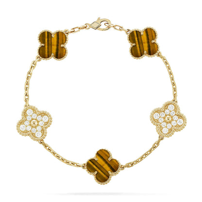 [⭐Haelin Jewelry] CLOVER 5 MOTIFS TIGER EYE BRACELET COLLECTION
