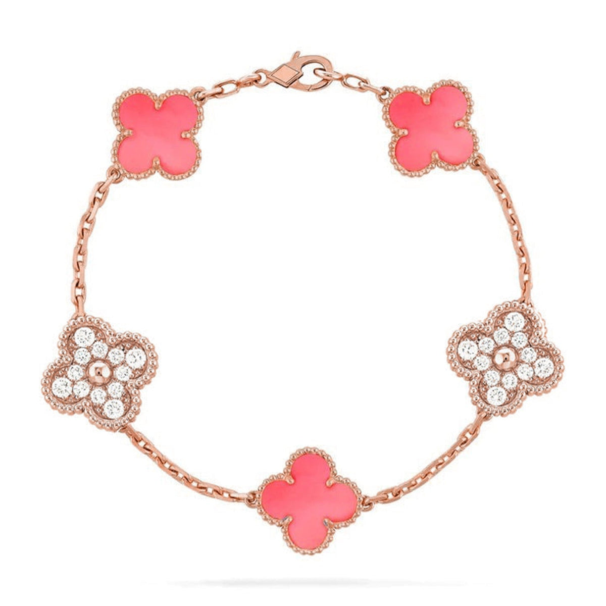[⭐Haelin Jewelry] CLOVER 5 MOTIFS  PINK MOP BRACELET COLLECTION
