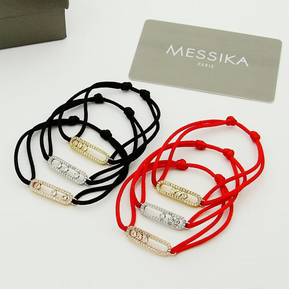 [⭐Haelin Jewelry]Messika Care(s) pink cord pavé bracelet