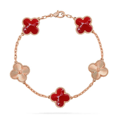 [⭐Haelin Jewelry]CLOVER 5 MOTIF RED PATTERN BRACELET COLLECTION