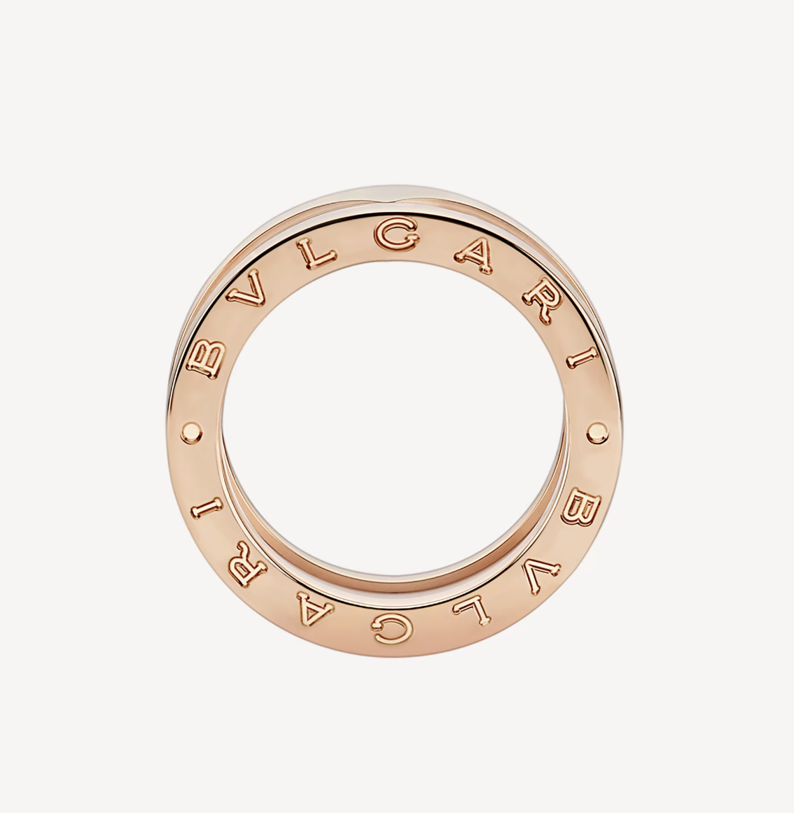 [⭐Haelin Jewelry]ZERO 1 TWO-BAND LOOPS AND WHITE CERAMIC SPIRAL PINK GOLD RING