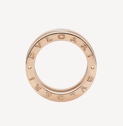 [⭐Haelin Jewelry]ZERO 1 TWO-BAND LOOPS AND WHITE CERAMIC SPIRAL PINK GOLD RING
