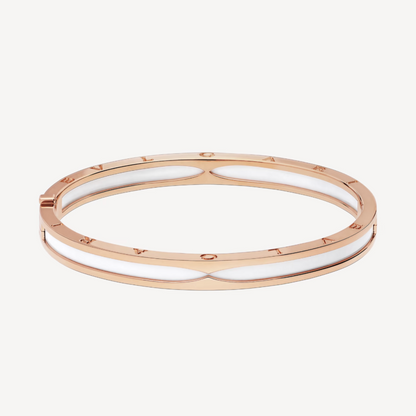 [⭐Haelin Jewelry]ZERO 1 PINK GOLD WITH WHITE CERAMIC BRACELET