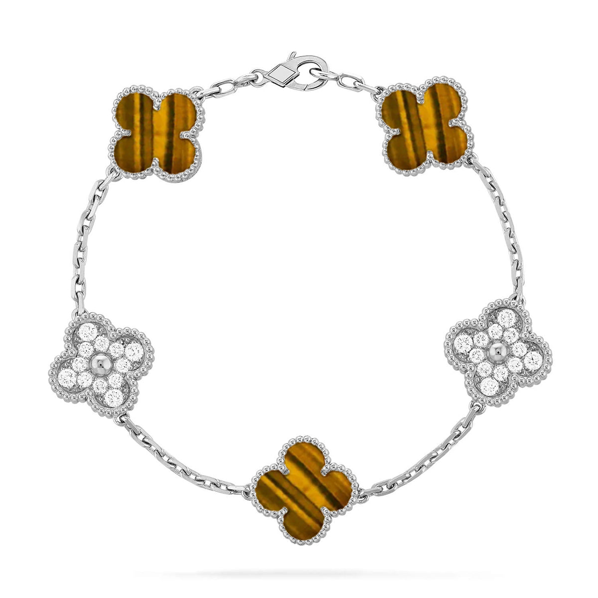 [⭐Haelin Jewelry] CLOVER 5 MOTIFS TIGER EYE BRACELET COLLECTION