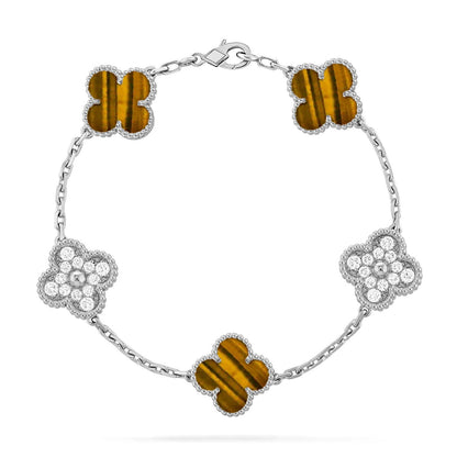 [⭐Haelin Jewelry] CLOVER 5 MOTIFS TIGER EYE BRACELET COLLECTION