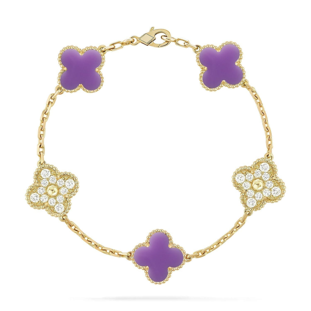 [⭐Haelin Jewelry]CLOVER 5 MOTIF LIGHT PURPLE BRACELET COLLECTION
