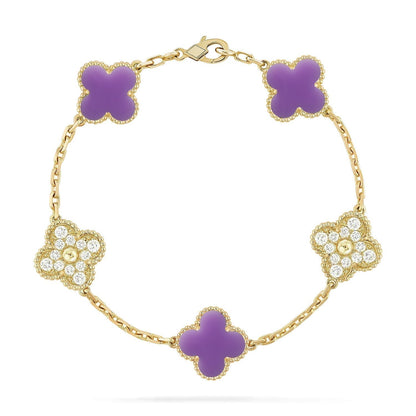 [⭐Haelin Jewelry]CLOVER 5 MOTIF LIGHT PURPLE BRACELET COLLECTION