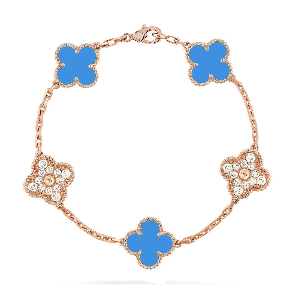 [⭐Haelin Jewelry] CLOVER 5 MOTIF BLUE AGATE BRACELET COLLECTION