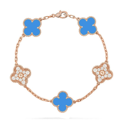 [⭐Haelin Jewelry] CLOVER 5 MOTIF BLUE AGATE BRACELET COLLECTION