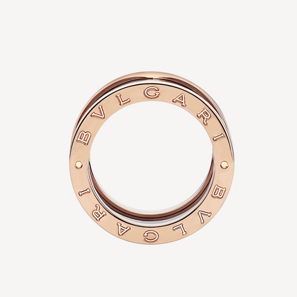[⭐Haelin Jewelry]ZERO 1 FOUR-BAND LOOPS AND BLACK CERAMIC SPIRAL PINK GOLD RING