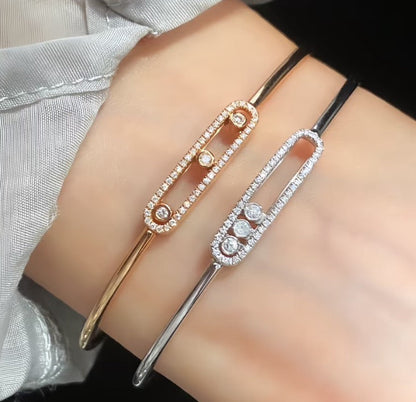 [⭐Haelin Jewelry]Move Pavé Diamond Bangle Bracelet M