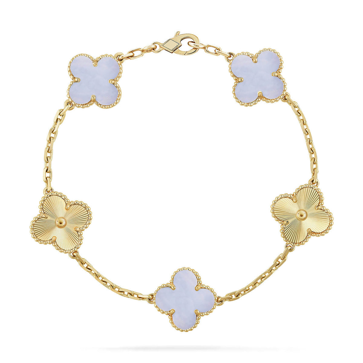 [⭐Haelin Jewelry] CLOVER 5 MOTIF PURPLE CHALCEDONY BRACELET COLLECTION