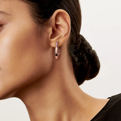 [Haelin Jewelry]LOCK MEDIUM PINK DIAMOND PINK GOLD EARRINGS