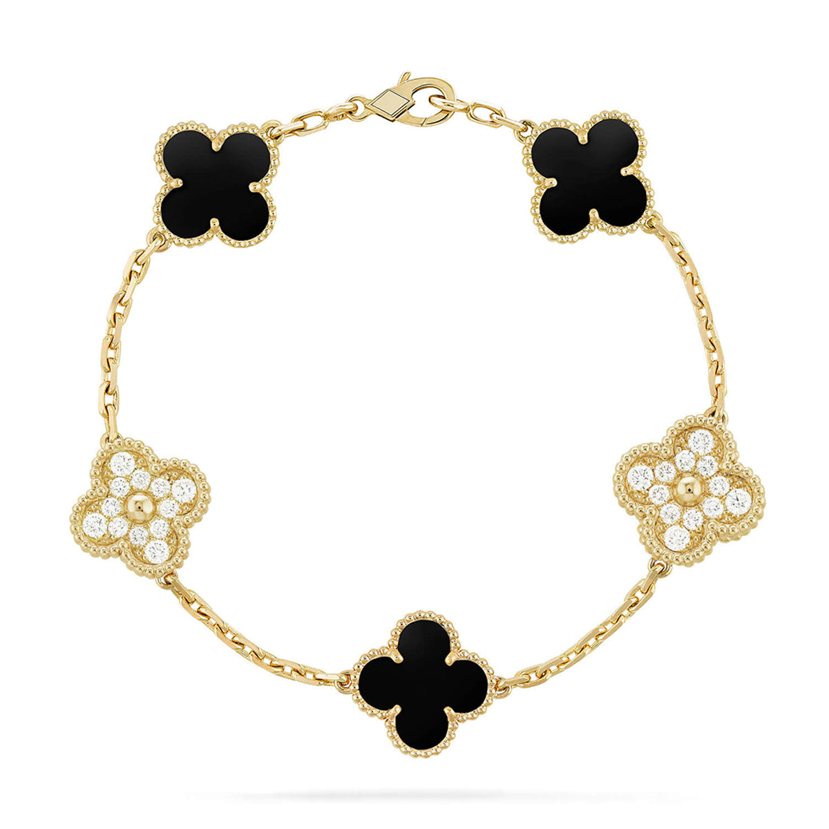 [⭐Haelin Jewelry] CLOVER 5 MOTIF ONYXS BRACELET COLLECTION