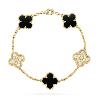 [⭐Haelin Jewelry] CLOVER 5 MOTIF ONYXS BRACELET COLLECTION