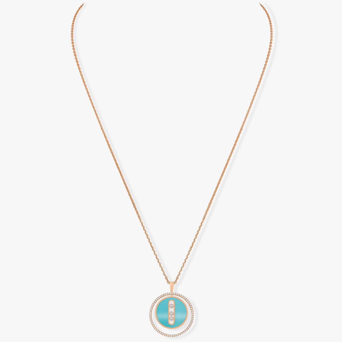 [⭐Haelin Jewelry]Demo MOVE 3 DIAMONDS TURQUOISE PINK GOLD DIAMOND NECKLACE