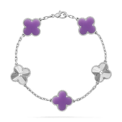 [⭐Haelin Jewelry]CLOVER 5 MOTIF LIGHT PURPLE BRACELET COLLECTION