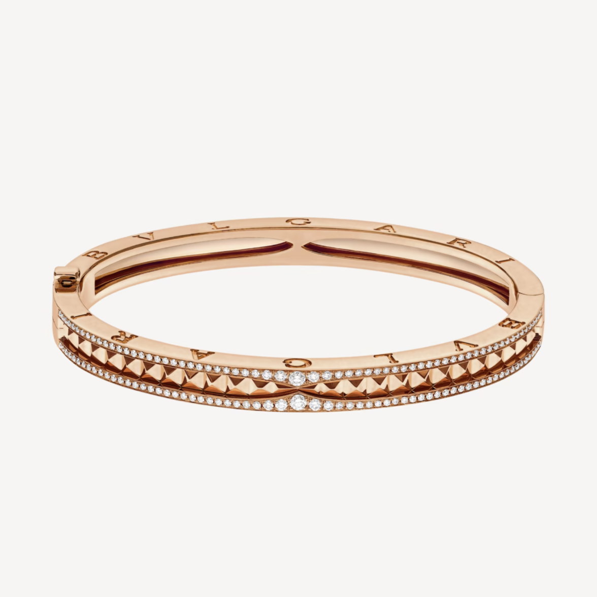 [⭐Haelin Jewelry]ZERO 1 SPIRAL AND PAVED DIAMOND PINK GOLD BRACELET