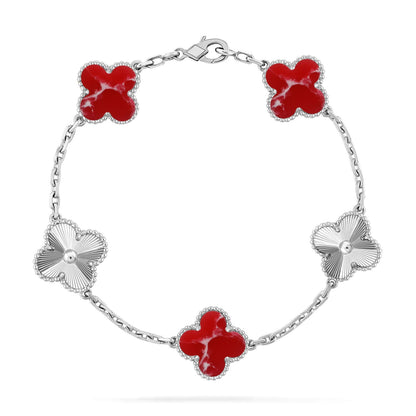 [⭐Haelin Jewelry]CLOVER 5 MOTIF RED PATTERN BRACELET COLLECTION