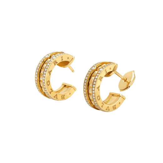 [⭐Haelin Jewelry]ZERO 1 ROCK GOLD EARRINGS WITH STUDDED SPIRAL AND PAVED DIAMONDS