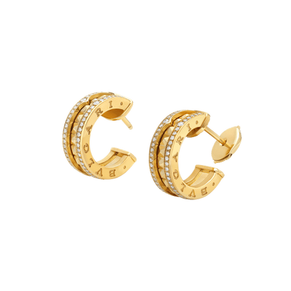 [⭐Haelin Jewelry]ZERO 1 ROCK GOLD EARRINGS WITH STUDDED SPIRAL AND PAVED DIAMONDS