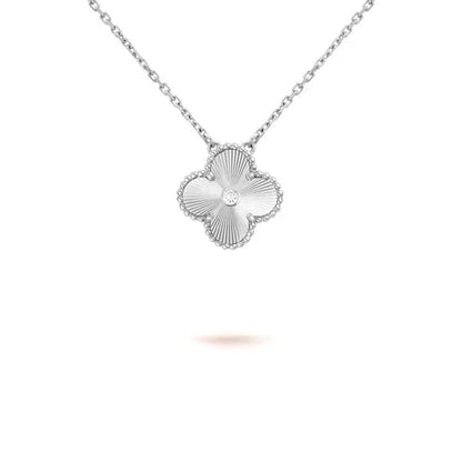 [⭐Haelin Jewelry]CLOVER  15MM DIAMOND LASER NECKLACE SILVER
