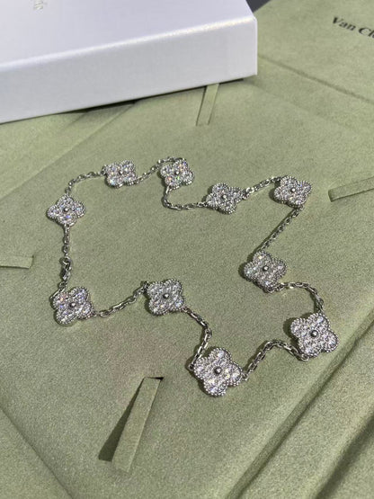 [⭐Haelin Jewelry]CLOVER 10 MOTIFS  FULL DIAMOND NECKLACE