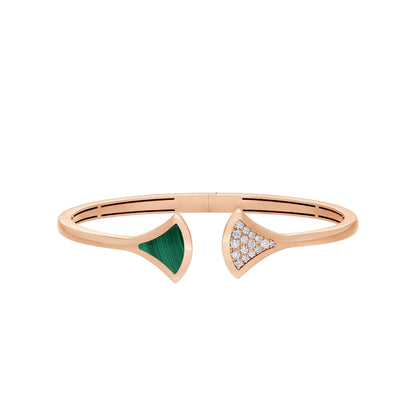 [⭐Haelin Jewelry]DREAM BRACELET OPEN MALACHITE PINK GOLD