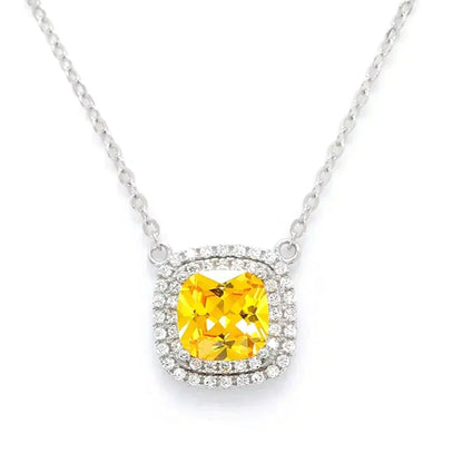 [Haelin Jewelry]SPARKLERS CITRINE GEMSTONE PENDANT NECKLACE STERLING SILVER