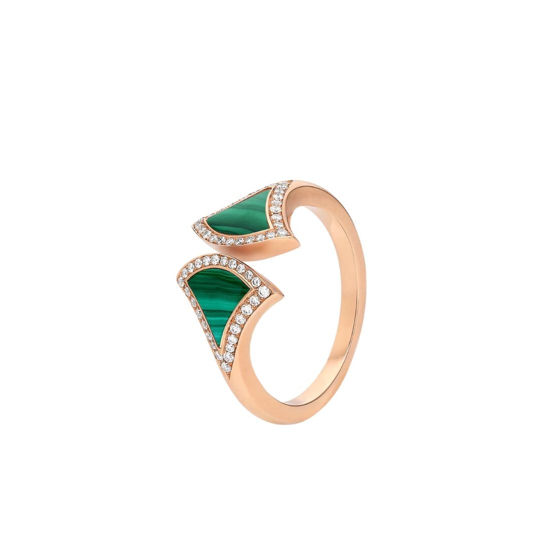 [⭐Haelin Jewelry]DREAM MALACHITE DIAMOND OPEN RING