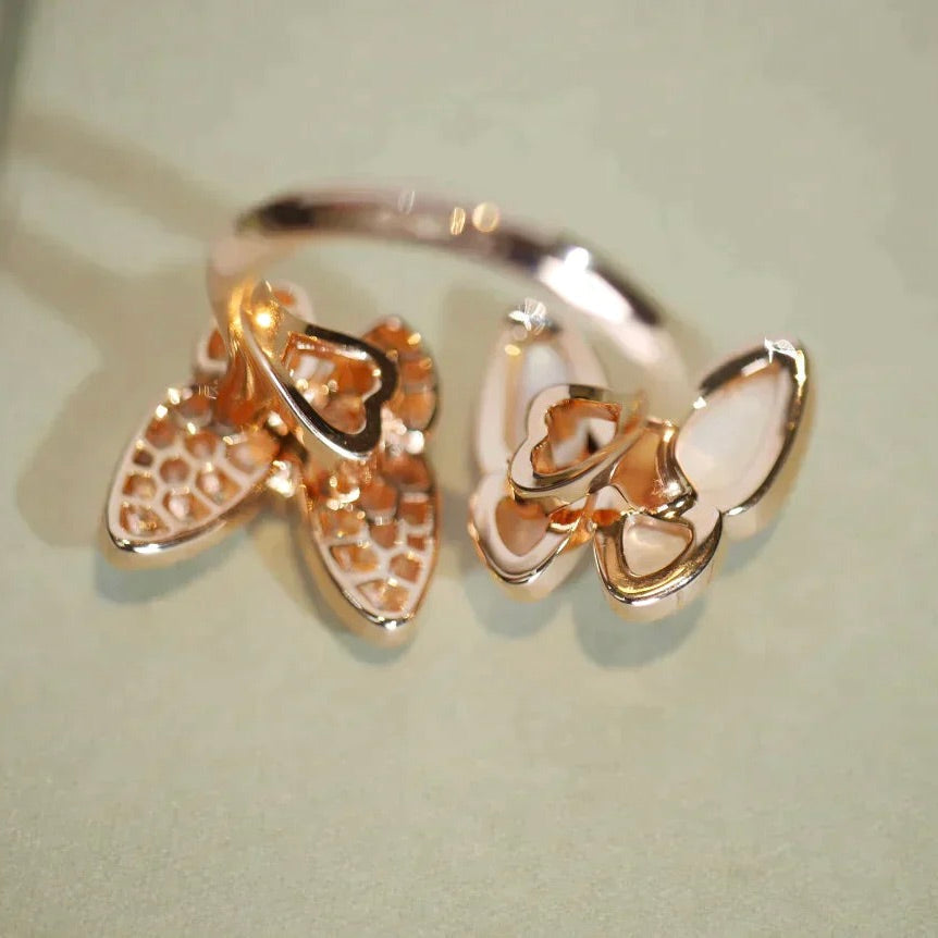 [⭐Haelin Jewelry]TWIN BUTTERFLY DIAMOND MOP RING