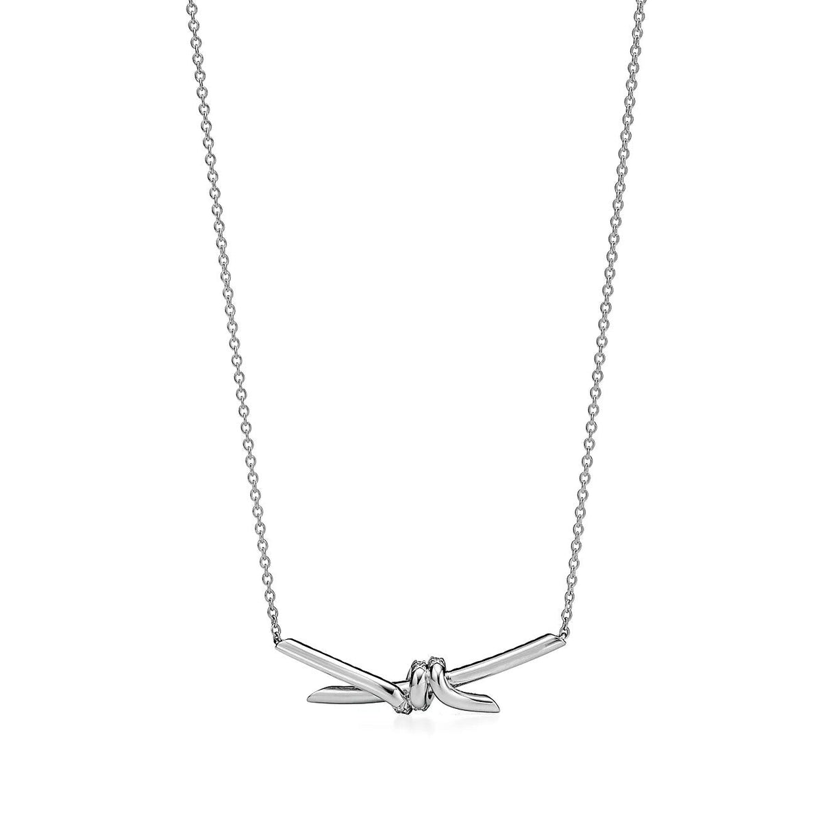 [Haelin Jewelry]KNOT PENDANT SILVER DIAMOND NECKLACE