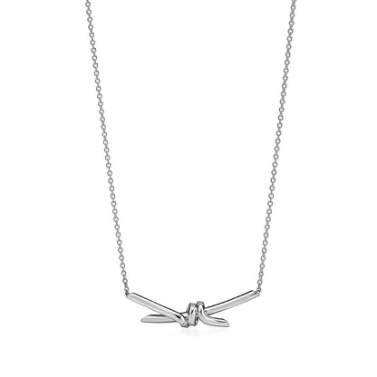 [Haelin Jewelry]KNOT PENDANT SILVER DIAMOND NECKLACE