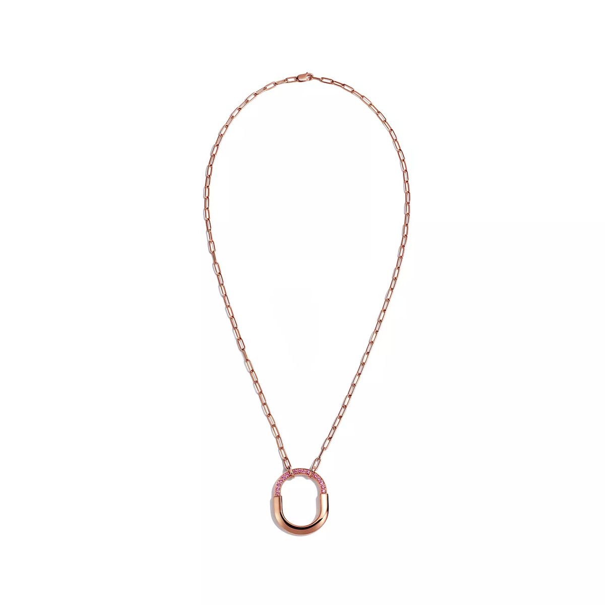 [Haelin Jewelry]LOCK MEDIUM PENDANT PINK DIAMOND PINK GOLD NECKLACE