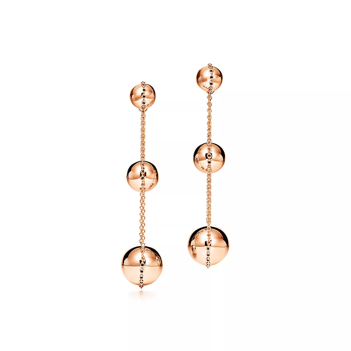 [Haelin Jewelry]TRIPLE DROP PINK GOLD EARRINGS