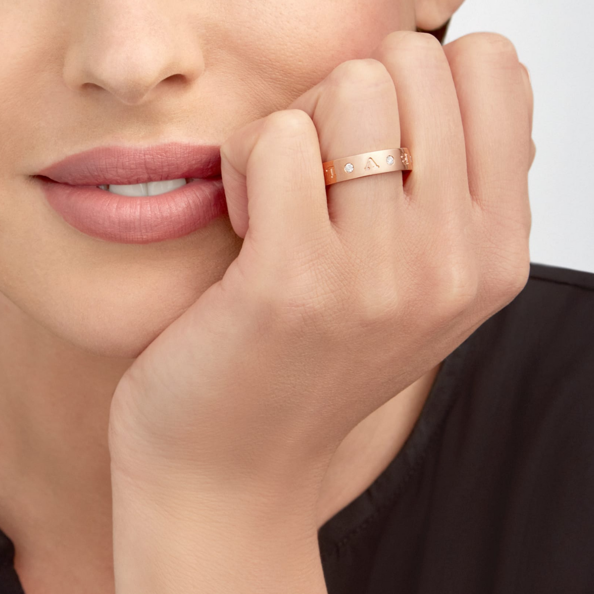 [⭐Haelin Jewelry]ZERO 1 ESSENTIAL PINK GOLD BAND WITH DIAMONDS RING