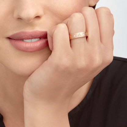 [⭐Haelin Jewelry]ZERO 1 ESSENTIAL PINK GOLD BAND WITH DIAMONDS RING