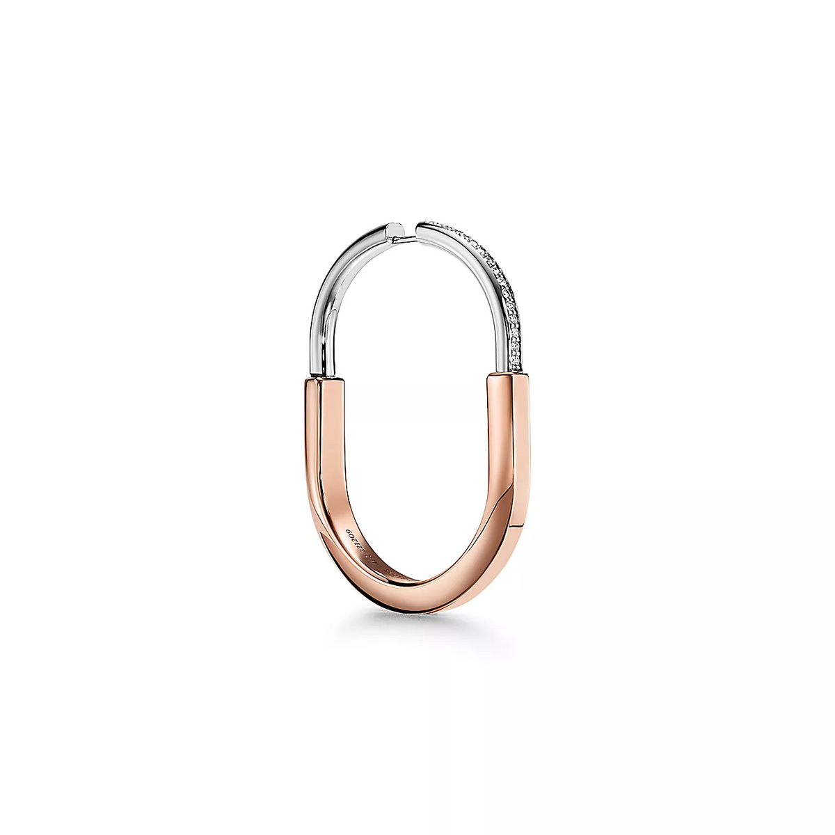 [Haelin Jewelry]LOCK EARRINGS ROSE AND WHITE GOLD DIAMONDS EXTRA LARGE
