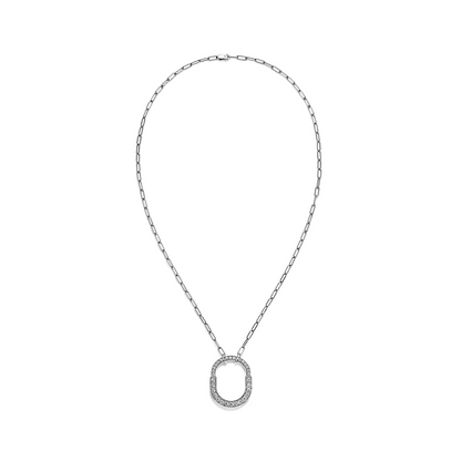 [Haelin Jewelry]LOCK NECKLACE MEDIUM PENDANT SILVER PAVED DIAMONDS