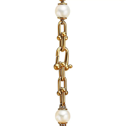 [Haelin Jewelry]LINK BRACELET GOLD WITH FRESHWATER PEARLS