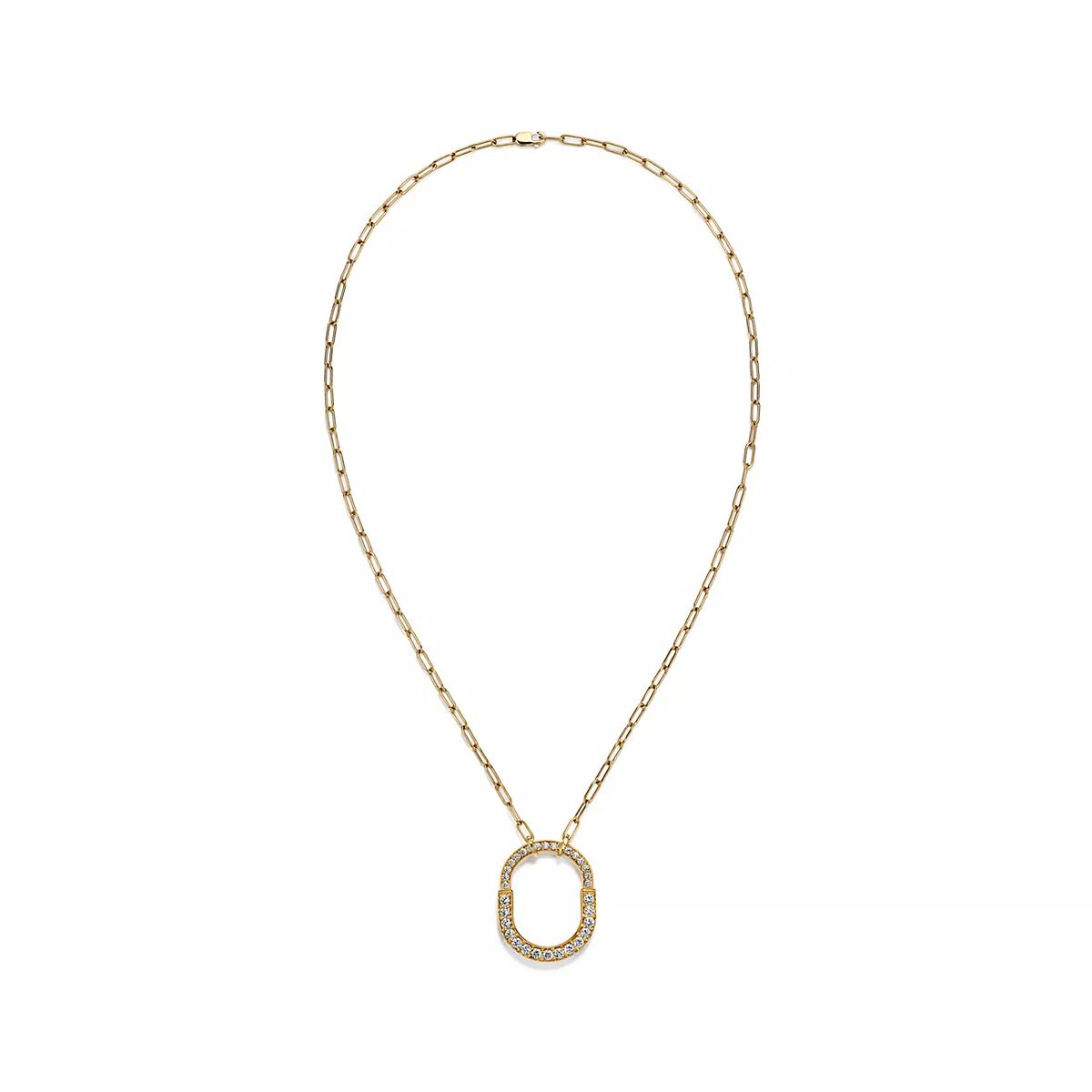[Haelin Jewelry]LOCK NECKLACE MEDIUM PENDANT GOLD PAVED DIAMONDS