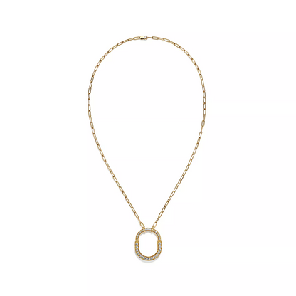 [Haelin Jewelry]LOCK NECKLACE MEDIUM PENDANT GOLD PAVED DIAMONDS