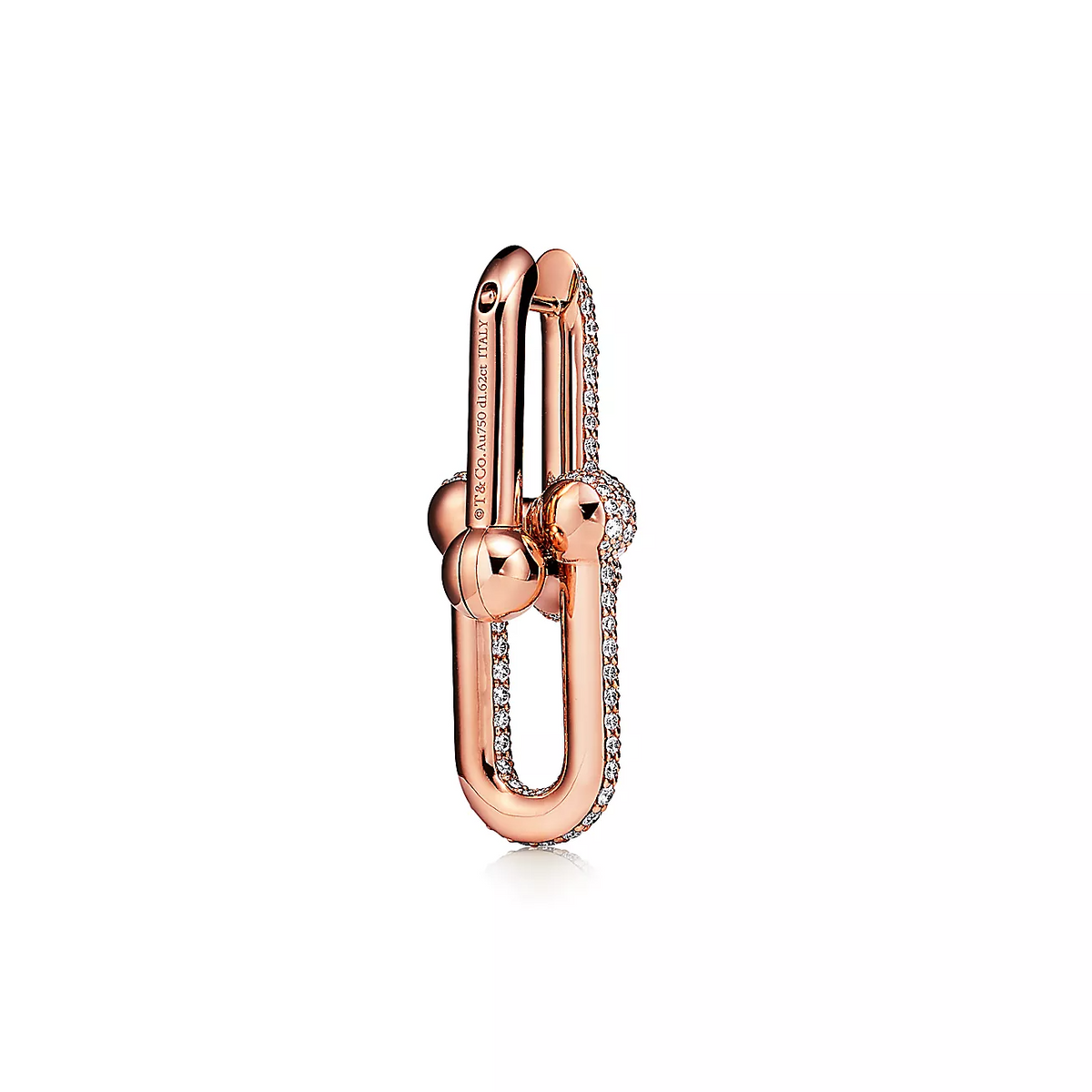 [Haelin Jewelry]LARGE LINK EARRINGS PINK GOLD WITH PAVED DIAMONDS