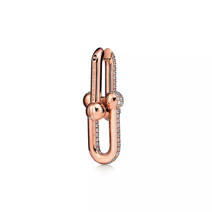 [Haelin Jewelry]LARGE LINK EARRINGS PINK GOLD WITH PAVED DIAMONDS