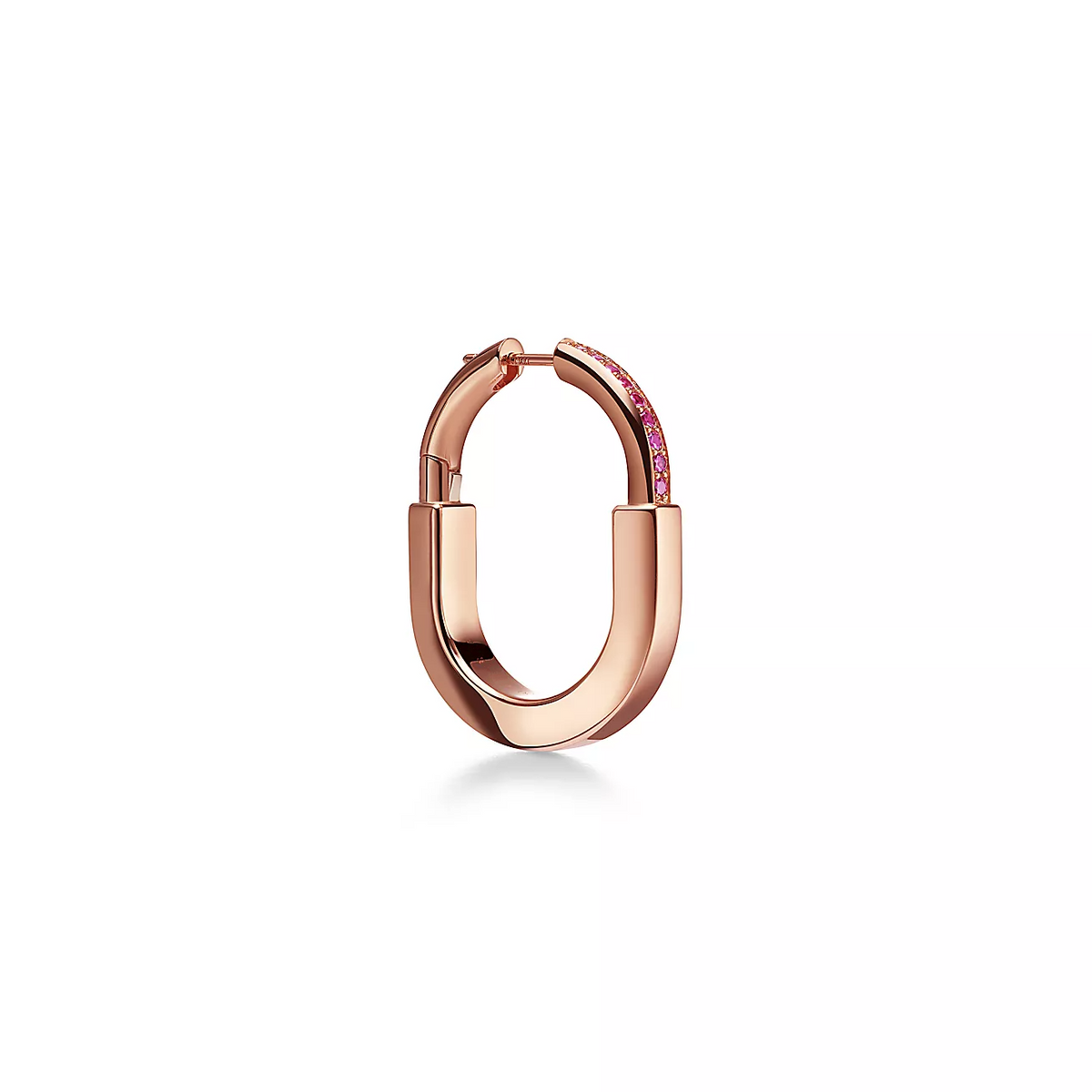 [Haelin Jewelry]LOCK MEDIUM PINK DIAMOND PINK GOLD EARRINGS
